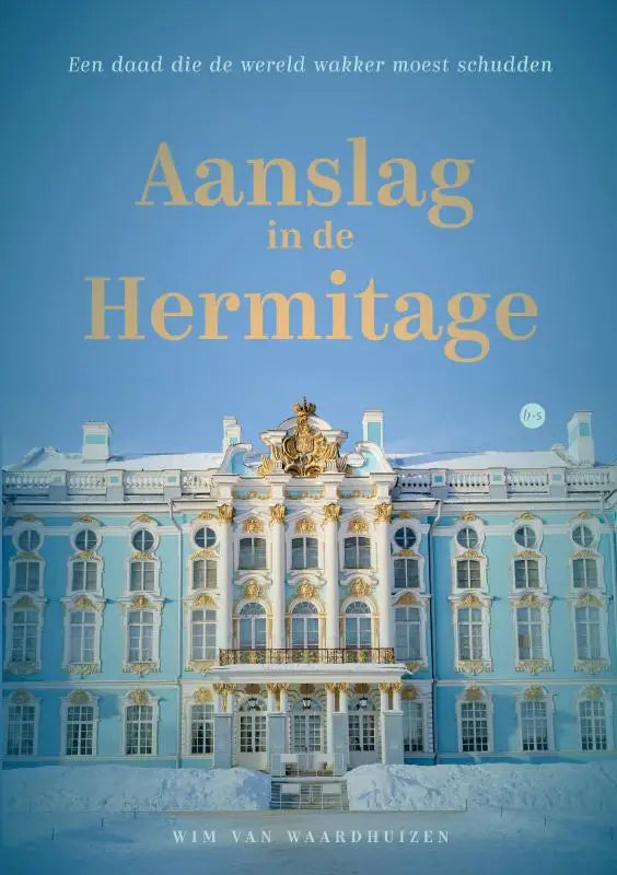 Aanslag in de hermitage beeld van een blauw goud gebouw met wereld wakker scherpe architectonische details en sneeuw