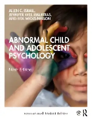 De boekcover toont een kindergezicht met kleurige verf en de titel abnormal child and adolescent psychology in zwarte letters