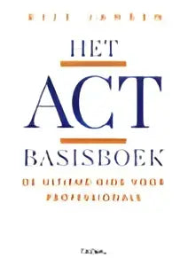 Het act basisboek is een hardcover met zwarte en gouden letters van uitgeverij thema door elly sreen