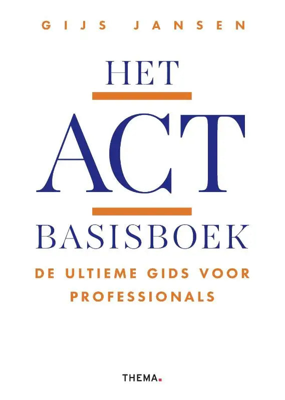 Het act basisboek van gijs jansen met blauwe en oranje typografie op witte omslag uitgeverij thema