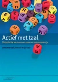 Vibrerende kleurrijke dobbelstenen verzameling op blauwe ondergrond voor Actief met taal educatief spel
