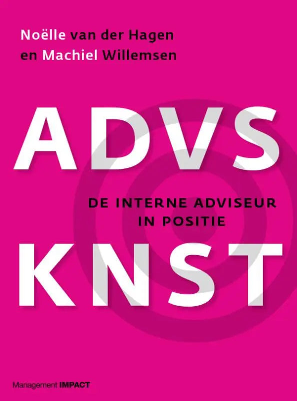 Vibrant roze boekcover van advieskunst door machiel willemsen uitgegeven door koninklijke boom uitgevers