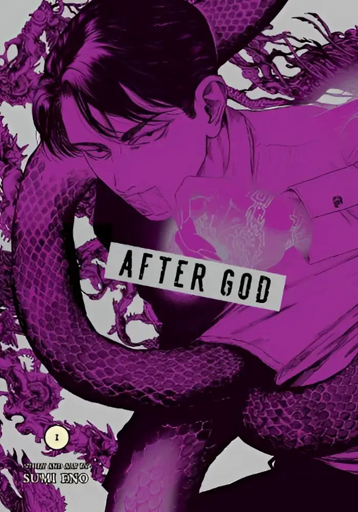 Purple illustrated manga cover of after god vol 3 featuring a character entwined with a dragon by sugi iko