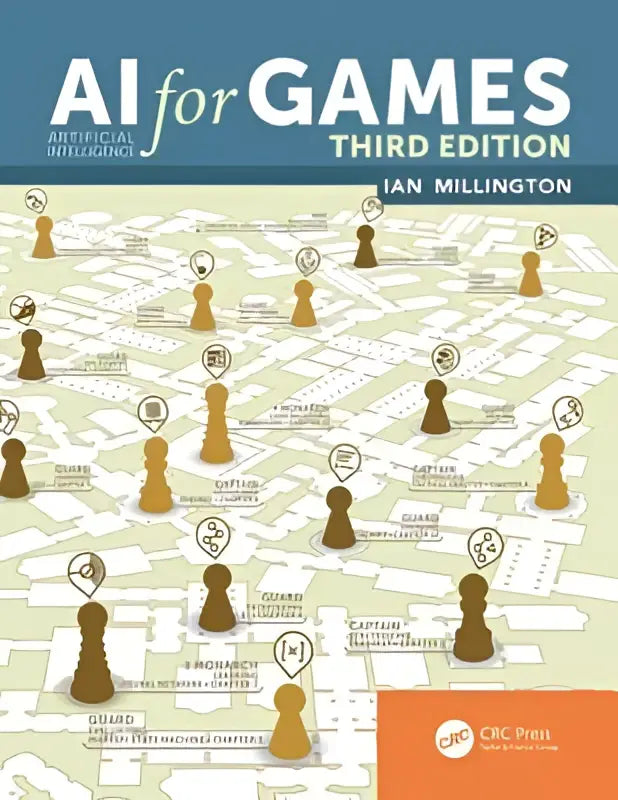 De cover van ai for games third edition toont een gestileerde kaart met schaakstukken en game-iconen in bruintinten