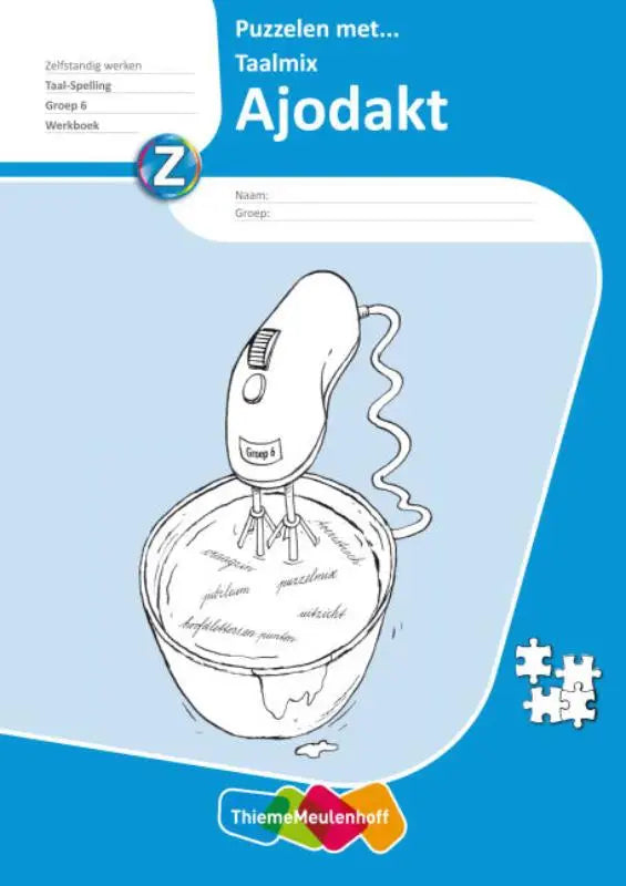 Blauw omslagen werkboek ajodakt taal puzzelen met taalmix geschikt voor taal puzzelen van 5 exemplaren