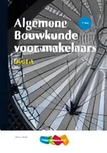 De cover van het boek algemene bouwkunde voor makelaars toont een witte achtergrond met dikke zwarte letters