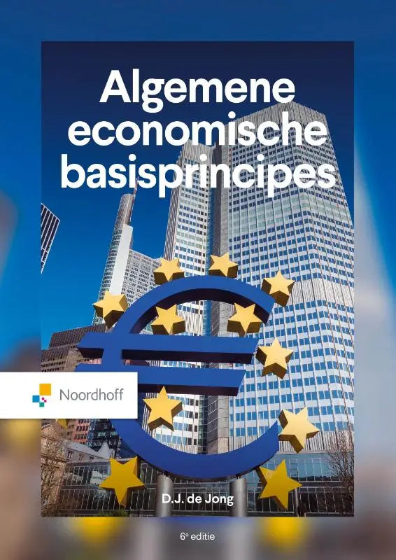 Blauw en goud euro symbool beeld voor moderne wolkenkrabbers illustrerend algemene economische basisprincipes voor hoger onderwijs