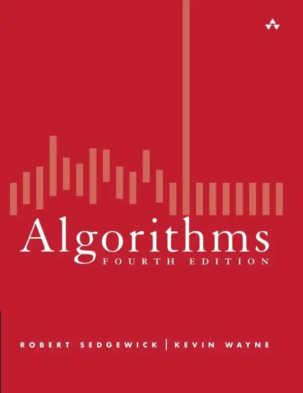Rode boekomslag van algorithms vierde editie door robert sedgewick met gestileerde staafgrafiek voor computeralgoritmen