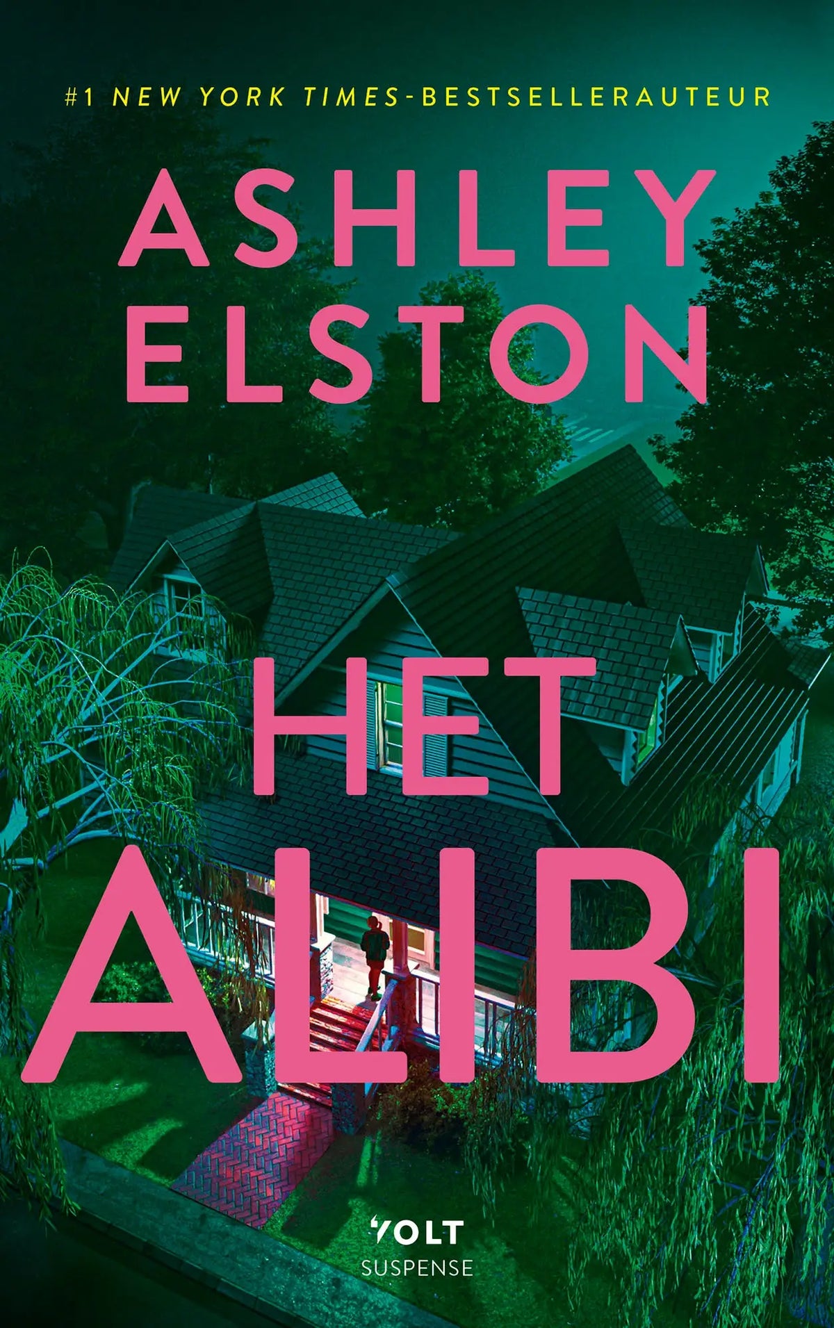 Pink tekst het alibi door ashley elston op donkergroene achtergrond met yolt als uitgever spannende boeken algemeen