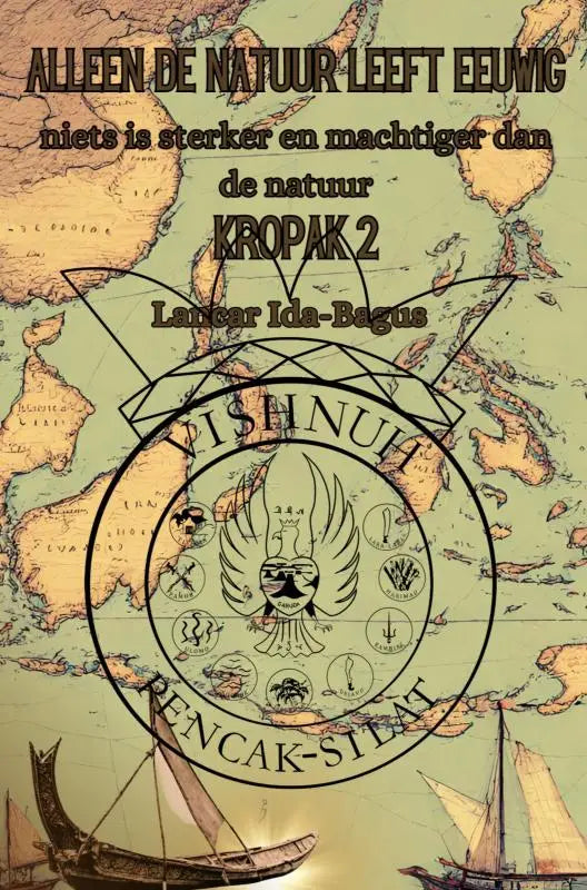 Vintage stijl map boekomslag met centrale adelaar embleem en nederlandse tekst natuur leeft eeuwig