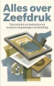 Boekcollectie alles over zeefdruk met goudkleurige rug en witte tekst voor creatieve toepassingen en afwerking