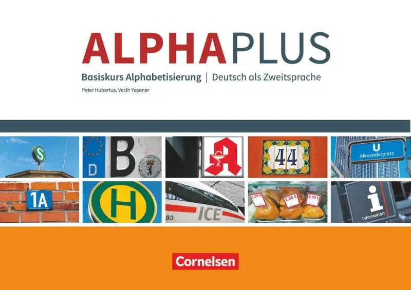 Alphaplus a1 basiskurs kursbuch mit übungsheft in paket met kleurrijke alfabet en signaal pictogrammen collage