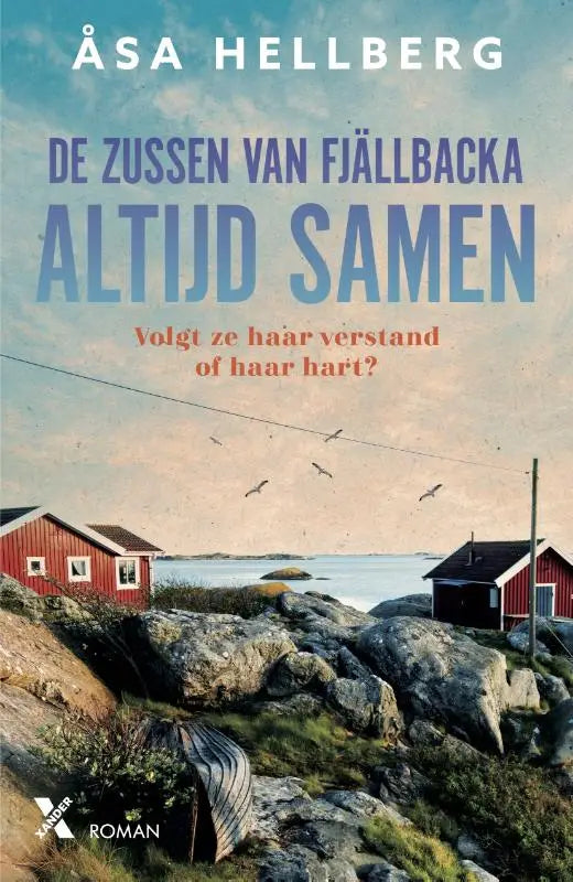 Het boek altijd samen toont een rood houten huis met witte sierlijst tegen een kustlandschap en blauwe lucht