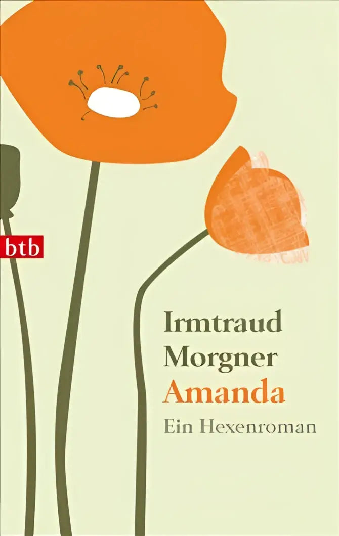 De boekcover van amanda ein hexenroman toont een gestileerde oranje klaproos met zwarte stelen op crème achtergrond
