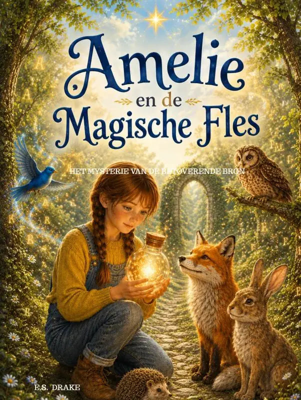 De cover van het kinderboek amelie en de magische fles met thema betoverende bron voor jonge lezers
