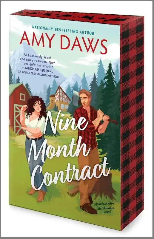 Rood zwarte geruite hardcover boek negen maand contract van amy daws in mountain men matchmaker serie met honeymoon phase en roe monroe