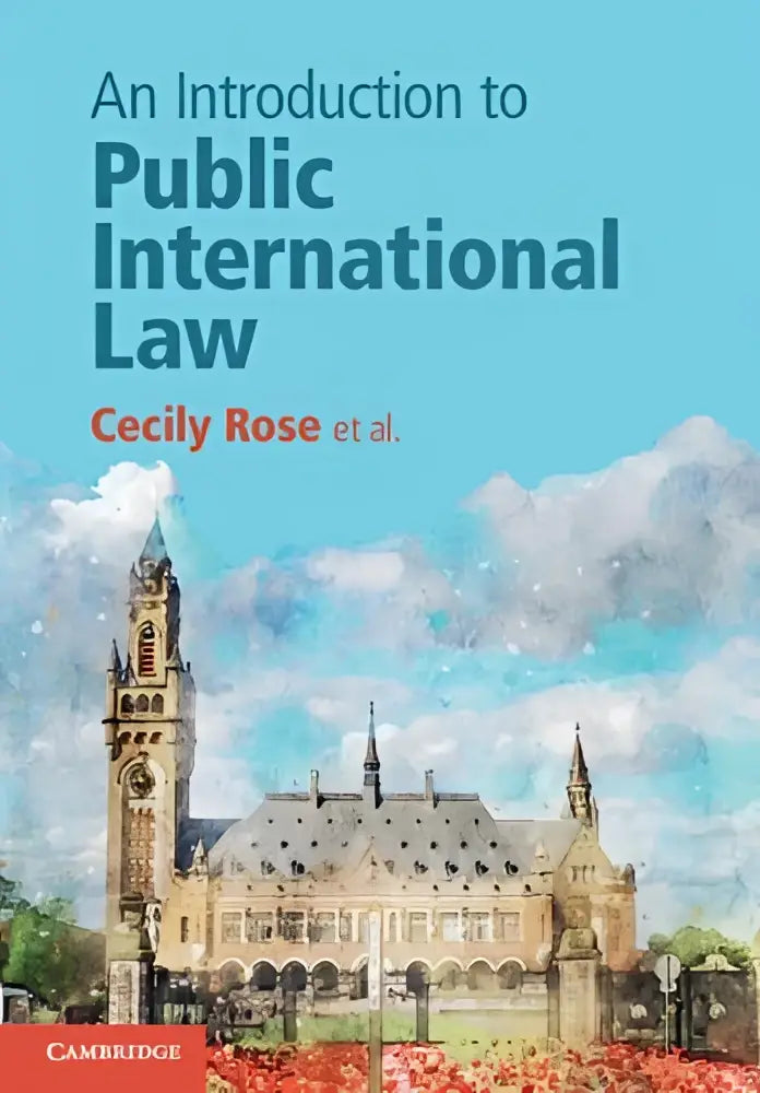 De boekcover van an introduction to public international law toont een aquarelschildering van een stenen gebouw illustrerend international law