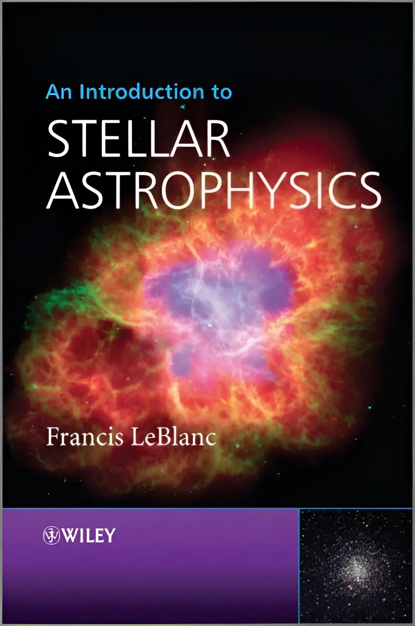 De boekcover van an introduction to stellar astrophysics toont een levendige kosmische nevel met rode en paarse tinten
