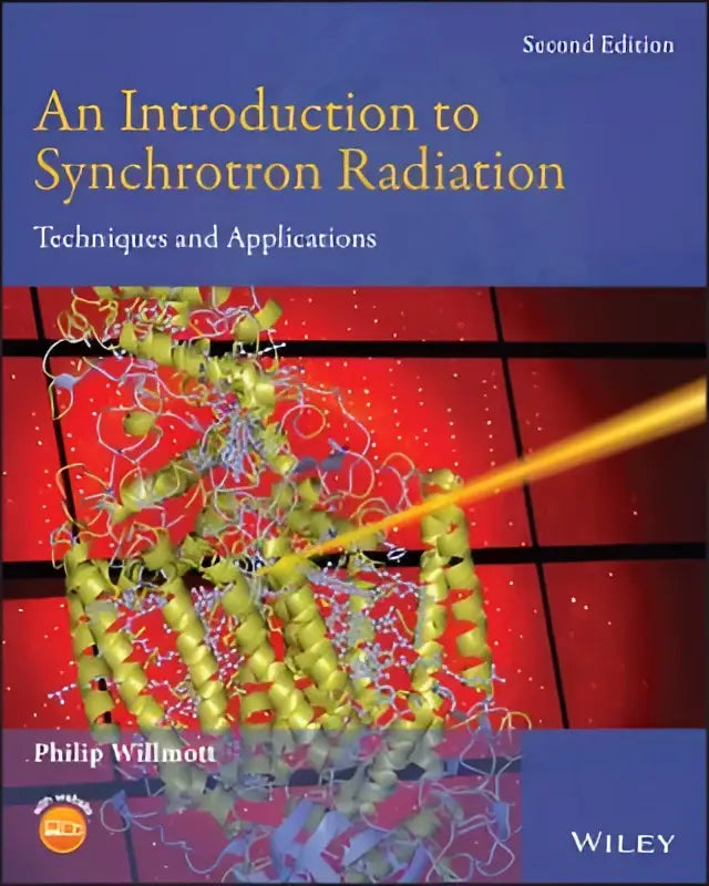 De boekcover toont een rode achtergrond met een gouden moleculaire structuur en de titel introductie tot synchrotronstraling technieken en toepassingen van philip willmott