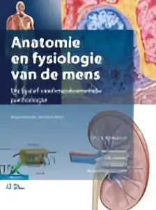 Boekcover anatomie en fysiologie van de mens met blauw witte anatomische illustraties door gijs geskes bsl media