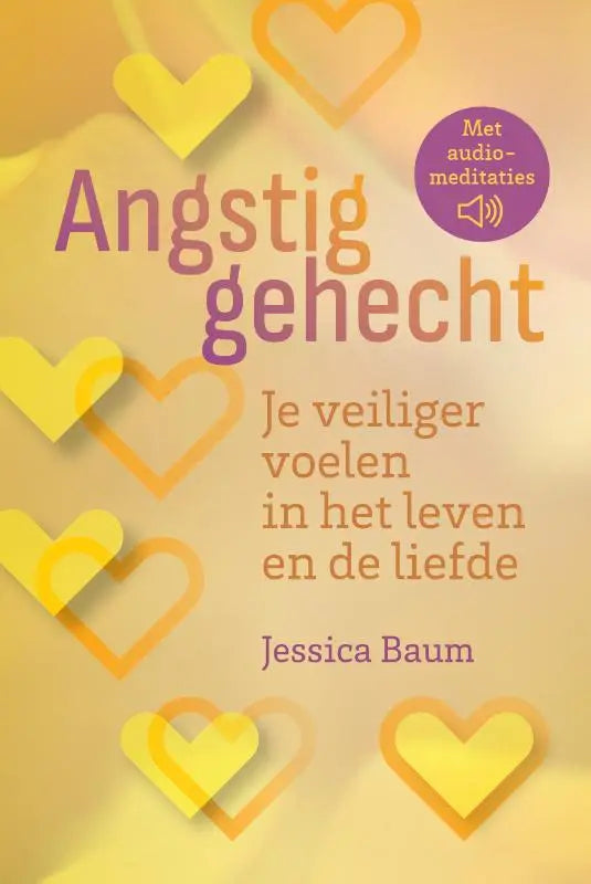 Gele hartvormige grafische vorm op zachte verlopen achtergrond voor angstig gehecht en veiliger voelen product