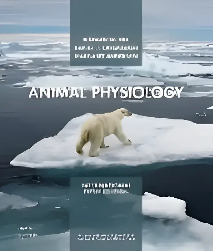 Boekomslag van animal physiology met witte ijsbeer op ijsberg en ijskoude blauwe achtergrond