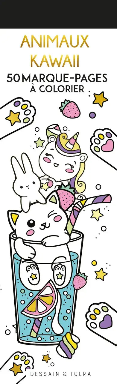 Animaux kawaii kleurboek met 50 boekenleggers voor nederlandstalige kinderen met schattige dieren en sterrenillustraties