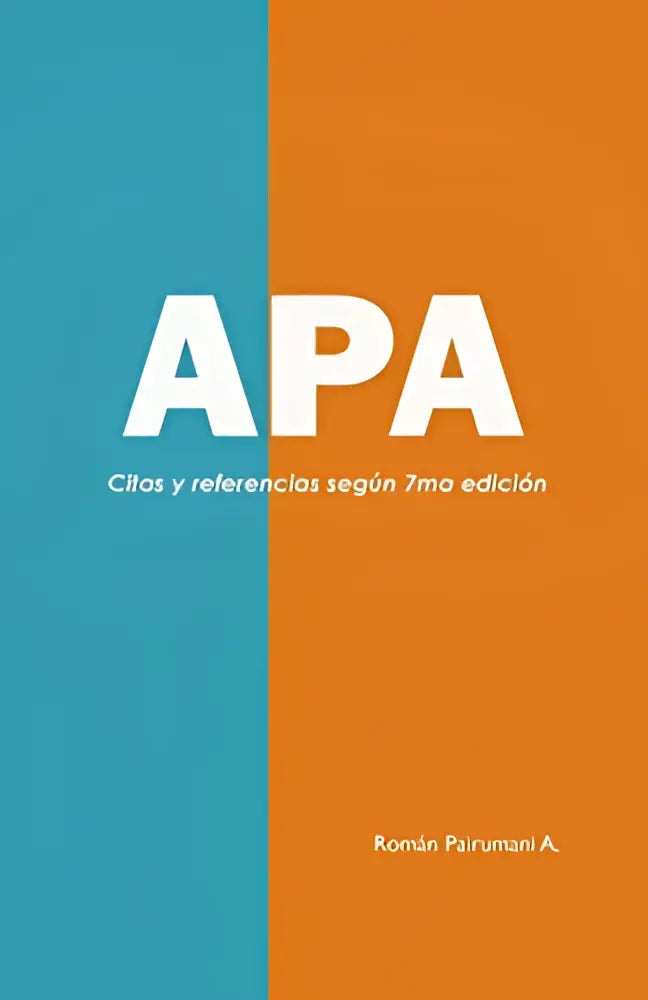 De boekcover van apa gids met witte tekst op blauw en oranje achtergrond over citas y referencias bibliográficas