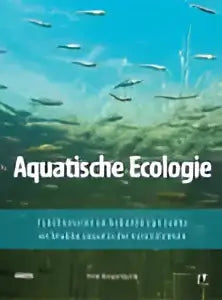 Serene underwater scene with small fish in clear blue water and aquatische ecologie text for henk hoogenboom book on natuurwetenschappen