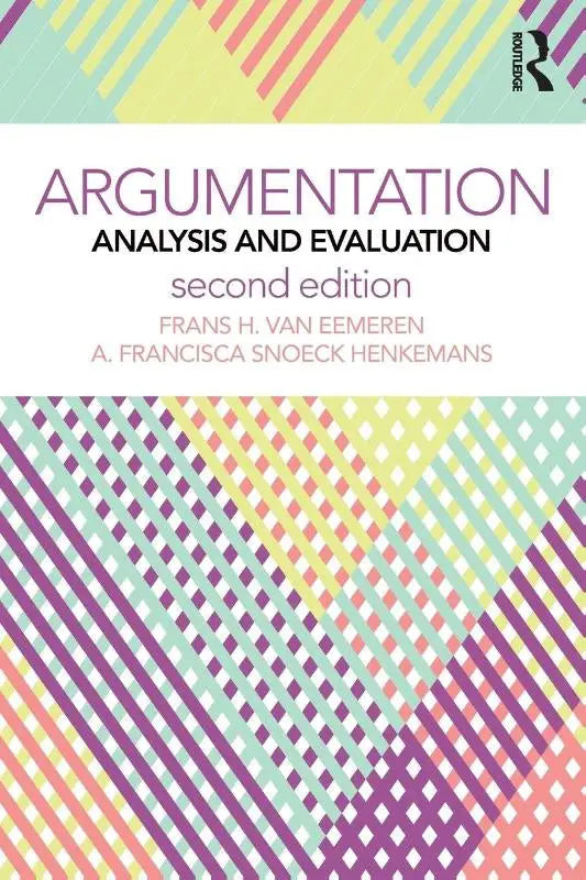 De boekomslag van argumentation analysis and evaluation toont een levendig geometrisch patroon in pastelkleuren