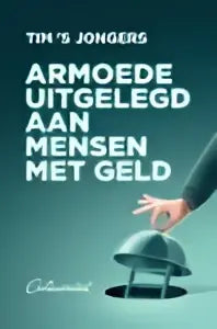 Een zwart leren portemonnee met zilverkleurige metalen accenten en tim s jongers tekst in armoede uitgelegd