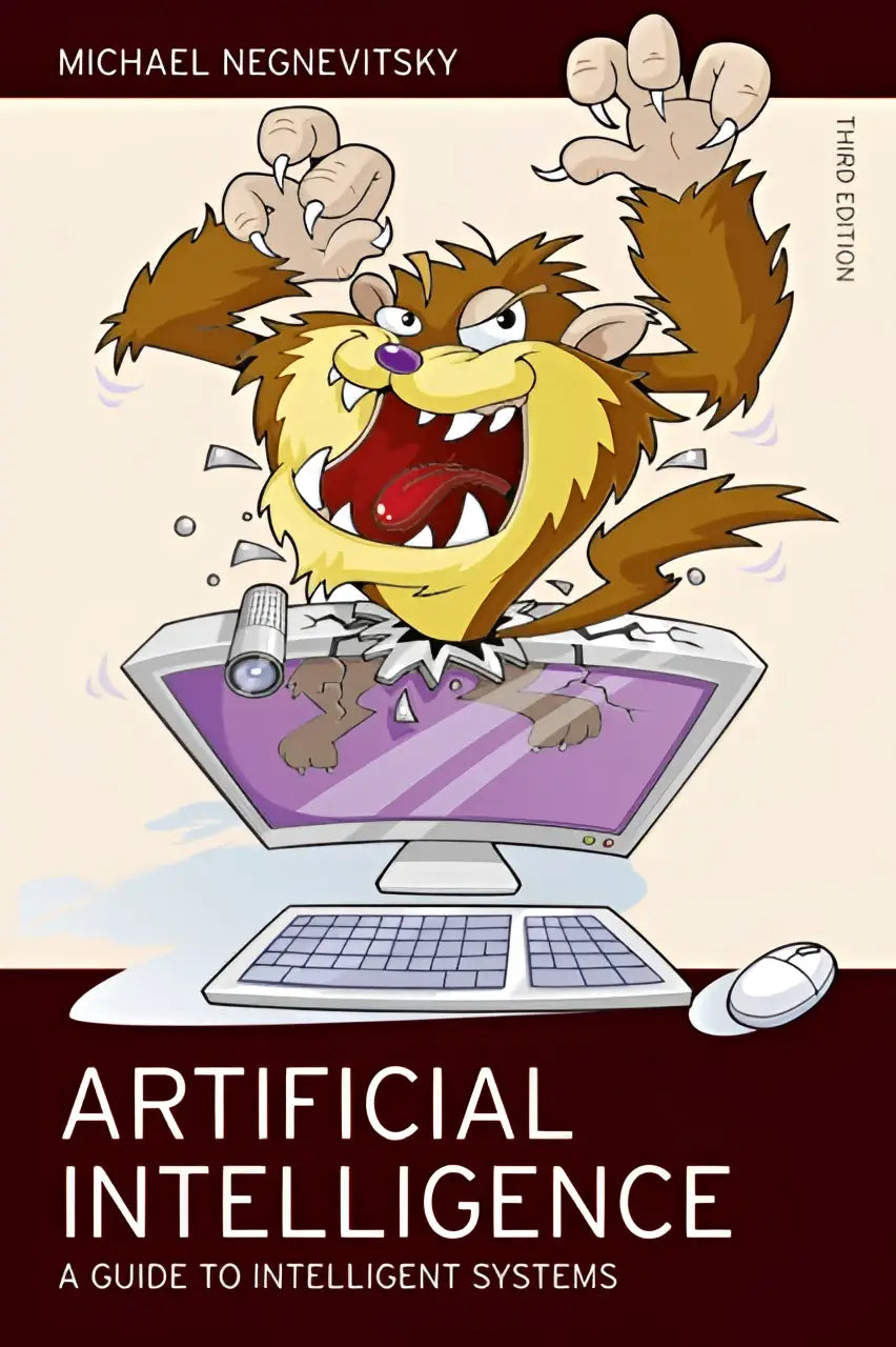 Cartoonachtige harige wezens met een geel gezicht en bruin bont komt uit een computerscherm in artificial intelligence gids