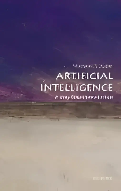 De omslag van het boek artificial intelligence a beginners guide met een moderne typografie op een paarsroze verloop achtergrond
