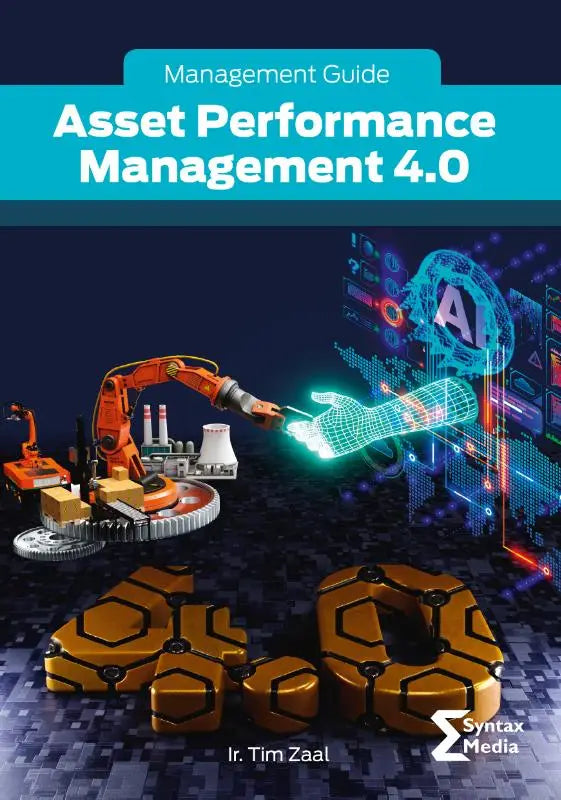 De cover van de management guide asset performance management 4.0 door ir met moderne blauwe en witte elementen