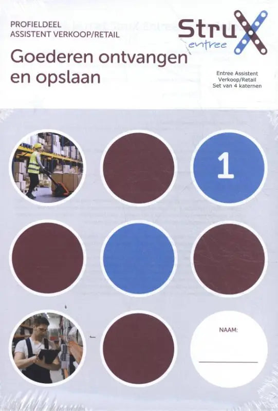 Blauwe ronde label met wit nummer een centraal in de afbeelding voor assistent verkoop retail product