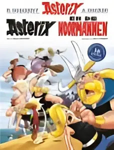 Vibrante cartoonillustratie van asterix en obelix in dynamische poses op een heldere achtergrond voor asterix sp9