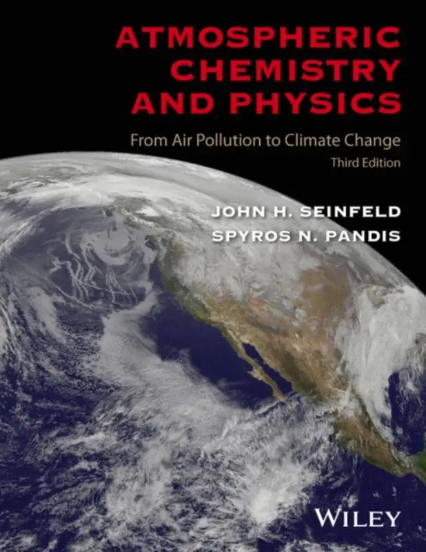 The book cover of atmospheric chemistry and physics shows a vivid satellite image of earth highlighting air pollution and climate change