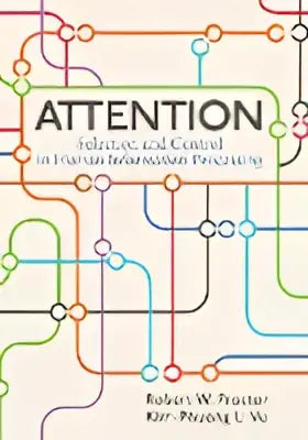 De boekomslag toont een kleurrijk geometrisch metrokaartontwerp met de titel attention voor een informatief verwerkingsboek