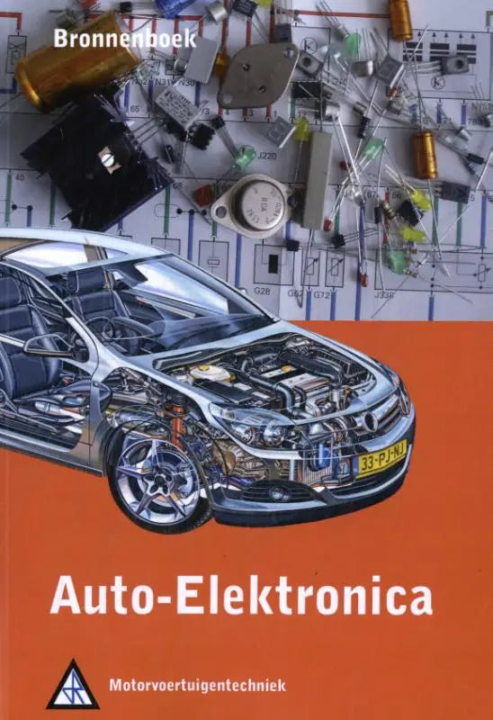 Zilverzwarte volkswagen passat met transparante motorruimte op oranje achtergrond in auto-elektronica product