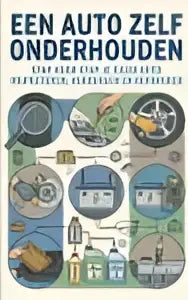 Dutch book een auto zelf onderhouden with circular illustrations explaining auto inspecteren and repair tasks
