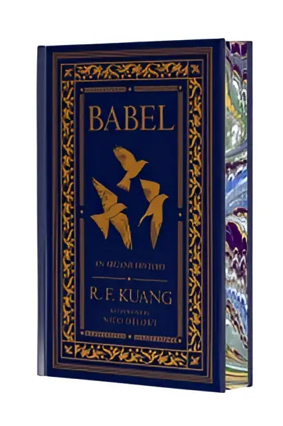De hardcover uitgave van babel collectors edition over the necessity en de oxford translators revolution in donkerblauw