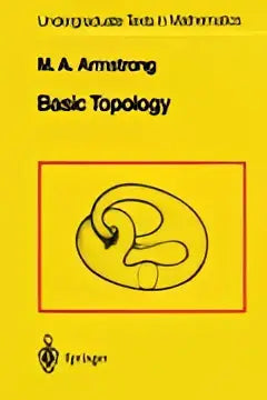 Gele boekomslag met zwarte tekst en een eenvoudige lijntekening van topologische vormen voor een brede introductie in de topologie