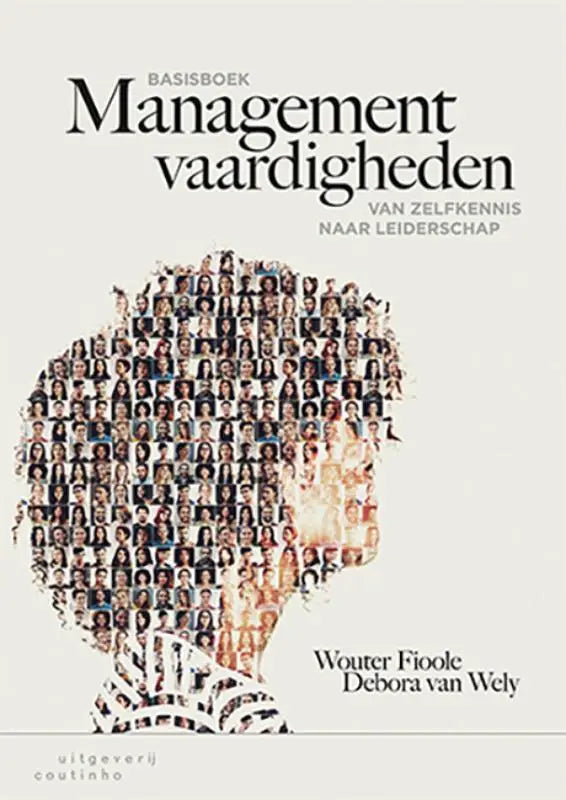 Boekcover Basisboek managementvaardigheden met silhouet hoofd van portretten