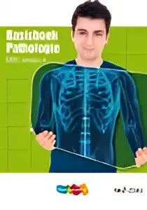 Man draagt blauwe transparante medische jas basisboek pathologie alexander huygen imre krabbenbos