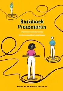 Het basisboek presenteren gastboek presentaties heeft een gele omslag met kleurrijke illustraties van mensen in een kring