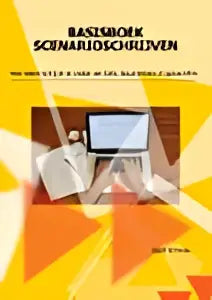Een minimalistische zilveren laptop met zwart toetsenbord voor het basisboek scenarioschrijven van joost schrickx