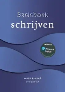Basisboek schrijven met blauw omslag en groene logo’s een nederlandse leerboek door jet oosterheert en mariëlle bovenhoff