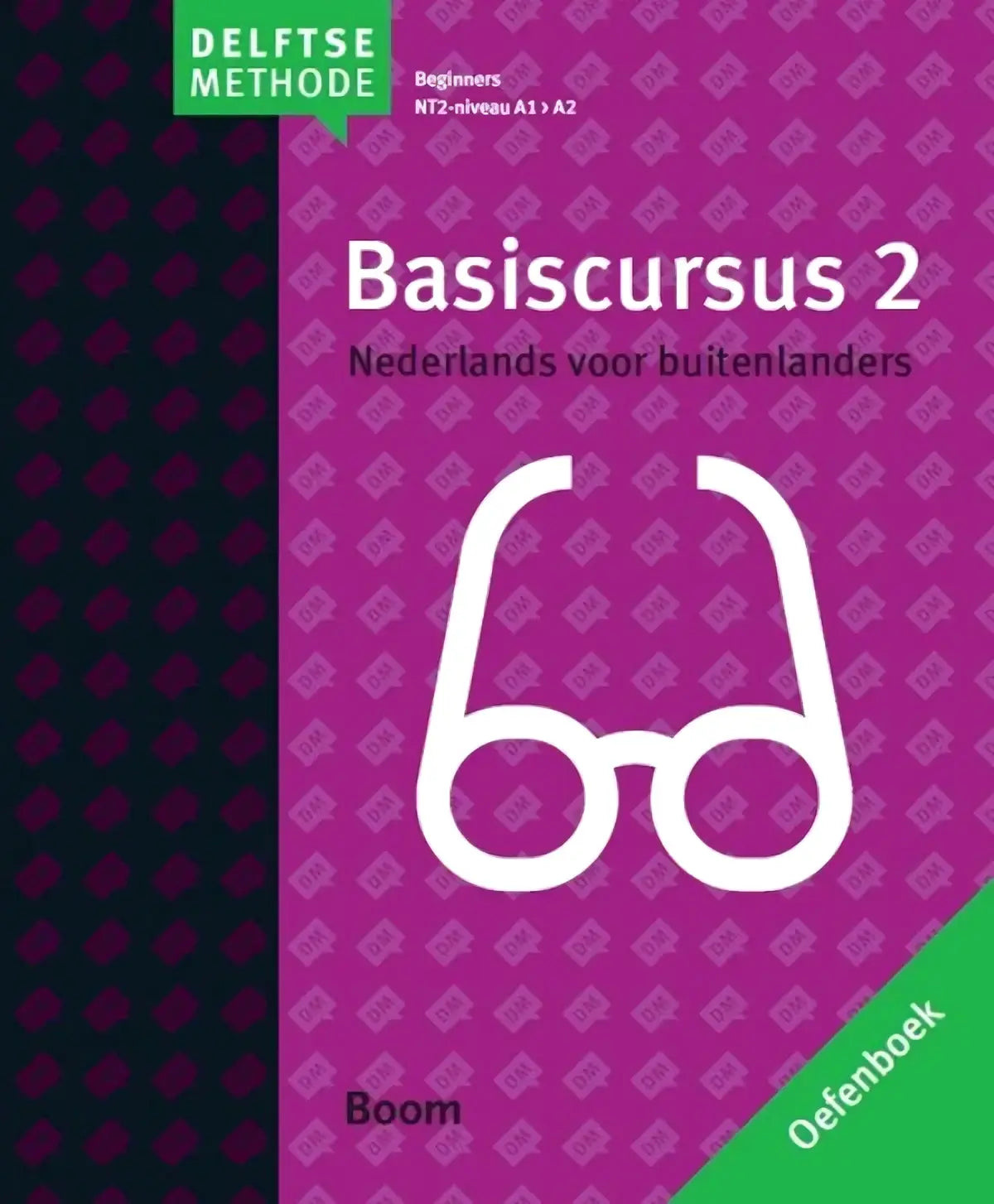 Paarszwarte boekomslag basiscursus 2 met wit glazenontwerp voor beginnende nederlandse leerlingen