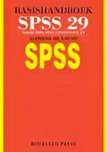 Basishandboek spss 29 met oranje-rode achtergrond en gele tekst voor statistische software en wiskundige software gebruik