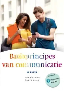 De boekcover van basisprincipes van communicatie 5e editie met mylabnl toegangscode door klaas wiertzema en patricia jansen